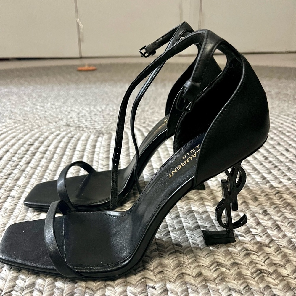 YSL black Opyum logo- heel sandals size 38